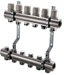 Distribuitoare pentru sanitare - Distribuitoare apa - Set distribuitor tur/retur 1" x EK 8 cai