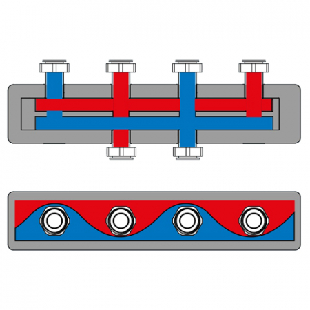 Distribuitor-colector termoizolat, pentru 2 grupuri de circulatie, ESBE GMA 421 [1]