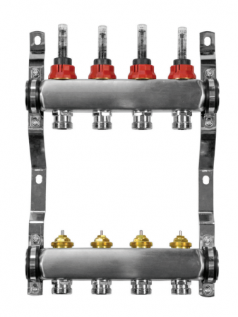 Distribuitoare cu debitmetre - Distribuitor din inox 1 tol, cu 12 circuite, Ferroli Basic