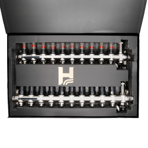 Distribuitor cu debitmetru Hoffman pentru incalzire in pardoseala 10 circuite 1" x 3/4" [1]