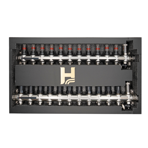 Distribuitor cu debitmetru Hoffman pentru incalzire in pardoseala 11 circuite 1" x 3/4" [1]