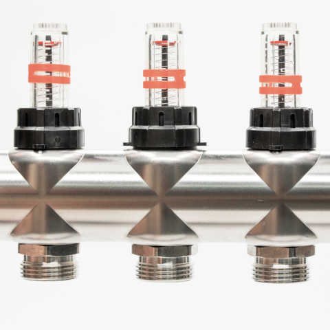 Distribuitor cu debitmetru Hoffman pentru incalzire in pardoseala 4 circuite 1" x 3/4" [5]