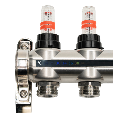 Distribuitor cu debitmetru Hoffman pentru incalzire in pardoseala 5 circuite 1" x 3/4" [4]