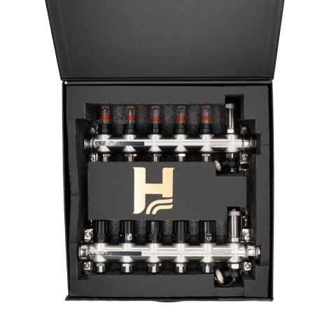 Distribuitor cu debitmetru Hoffman pentru incalzire in pardoseala 5 circuite 1" x 3/4" [1]