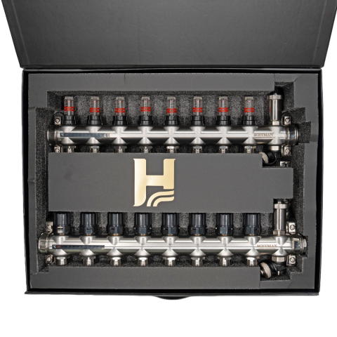 Distribuitor cu debitmetru Hoffman pentru incalzire in pardoseala 8 circuite 1" x 3/4" [1]