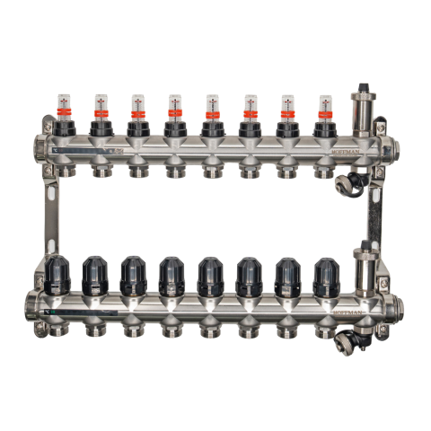Incalzire in pardoseala - Distribuitor cu debitmetru Hoffman pentru incalzire in pardoseala 8 circuite 1" x 3/4"
