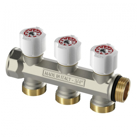 Distribuitoare pentru sanitare - Distribuitoare apa - Distribuitor modular drept cu robineti, 2 cai, IVAR 3/4 x EK, Easy Lock, Ivar