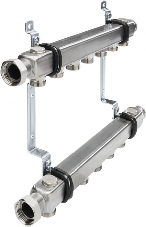 Distribuitoare - Distribuitor TECEflex rectangular,inox, fara robinet izolare, cu sistem prindere, 3 cai, 1''x eurocon 3/4