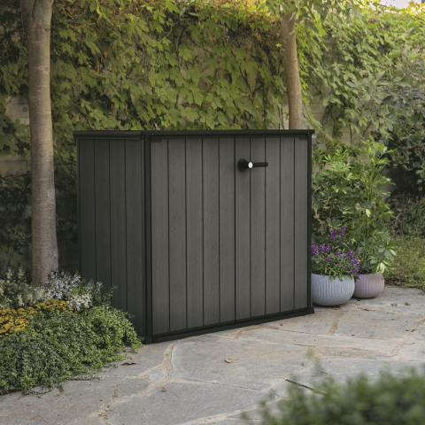 Casa si gradina - Dulap exterior gradina polirasina Evotech pentru unelte si accesorii gradina gri inchis 2 usi Keter Cortina Bella 1000 L 140 x 736 x 120 cm