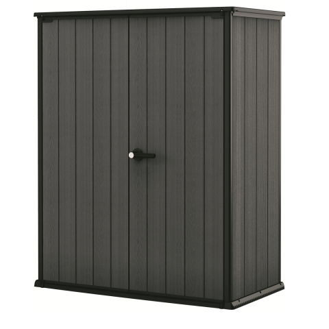 Casa si gradina - Dulap exterior gradina din compozit Evotech pentru unelte si accesorii gri 2 rafturi Keter Cortina Alto 140 x 736 x 1704 cm cu podea 2 usi rezistent la intemperii