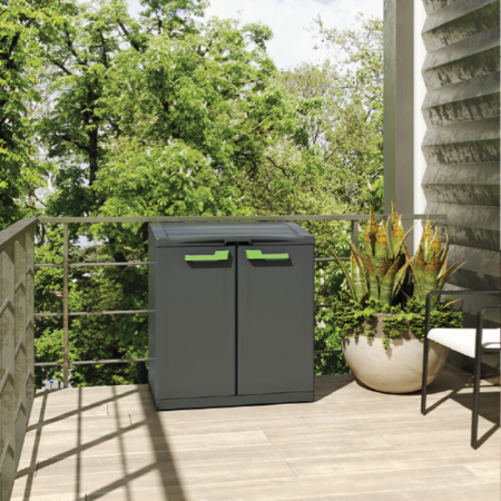 Dulap gradina compact 2 usi pentru reciclare graphite Keter Moby 110 L [1]