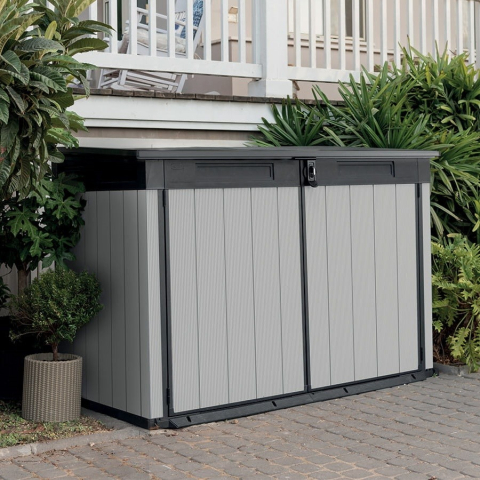 Casa si gradina - Dulap gradina exterior plastic depozitare unelte si accesorii gradina gri 2020 L Keter Premier Jumbo 1905 x 1093 x 1325 cm 2 usi rezistent UV ventilatie podea inclusa