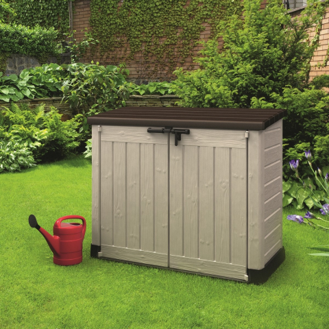 Casa si gradina - Dulap depozitare exterior gradina plastic accesorii si tomberoane 1200L Keter Store It Out Max 145x82x125 cm capac cu pistoane podea inclusa