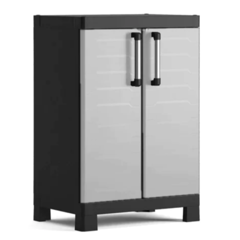 Casa si gradina - Dulap pentru atelier garaj negru/gri pentru garaj material plastic pentru scule 2 rafturi Keter It Detroit Basso 65x45x97 cm