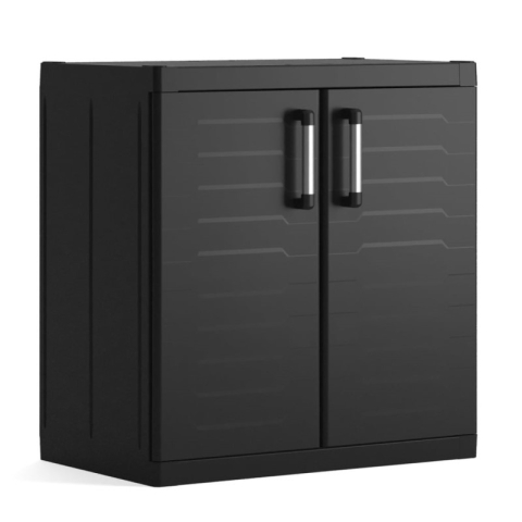 Casa si gradina - Dulap polipropilena 2 rafturi Keter Detroit XL negru 89x54x93 cm inchidere cu lacat 2 usi cu manere pentru garaj sau boxa