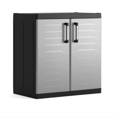 Casa si gradina - Dulap garaj depozitare unelte negru/gri 2 rafturi Keter Detroit XL Base 89x54x93 cm inchidere optionala