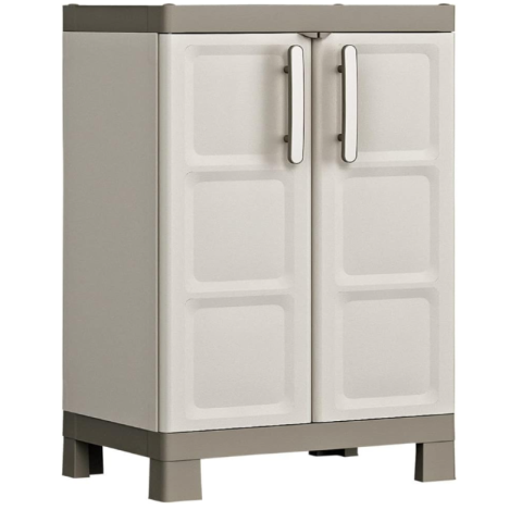 Casa si gradina - Dulap garaj plastic pentru scule culoare sand/dove 2 rafturi Keter Excellence Base 65x45x97 cm inchidere cu lacat
