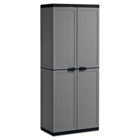 Casa si gradina - Dulap de extrerior sau atelier Keter Jolly din polipropilena gri 3 rafturi 68x39x166 cm usi duble rezistent la intemperii