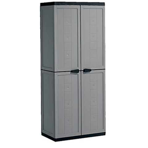 Casa si gradina - Dulap pentru boxa sau spalatorie culoare gri/negru polipropilena depozitare scule 3 rafturi Keter Jolly 68x39x166 cm inchidere cu lacat