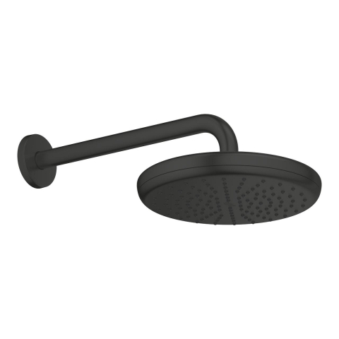 Dus fix cu brat Grohe Tempesta 210 head shower set 286 mm, 1 jet, montare pe perete, brat 286 mm, limitator de debit, sistem anti-calcar, negru mat [1]