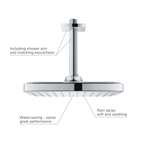 Dus fix Grohe NTempesta 250 universal, brat 250 mm, montare pe tavan, anti-calcar, 1 pulverizare, crom [5]