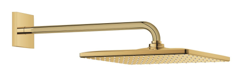 Dus fix Grohe Rainshower 310 Mono Cube palarie de dus set 422 mm 9, 5 l, brat fix, 1 jet, patrata, limitator de debit, montare pe perete, sistem anti-calcar, auriu lucios [3]