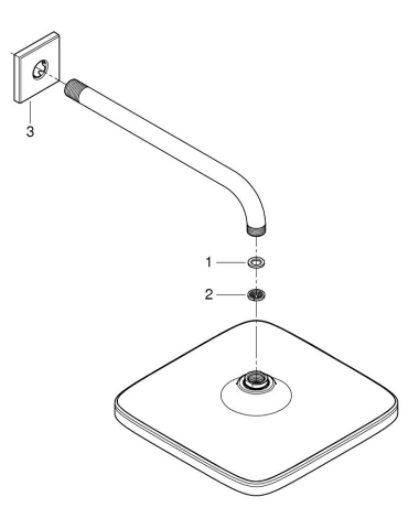 Dus fix Grohe Tempesta 250 Cube, montare pe perete, 380 mm, patrata, 1 jet, sistem anti-calcar, negru [4]