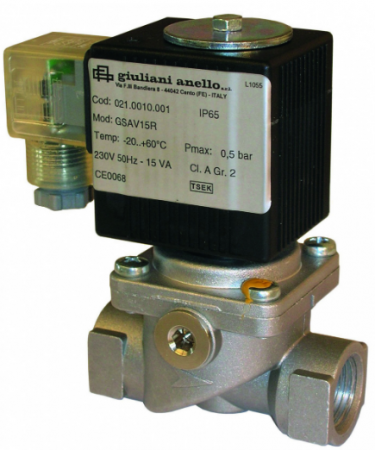 Ventile electromagnetice de gaz - Electroventil de gaz on/off cu rearmare automata si regulator de debit, 0,5bar, IP65, corp din aluminiu. Normal inchis, inchidere si deschidere rapida. -20...+60grC. filet interior 1/2”, Clasa A.