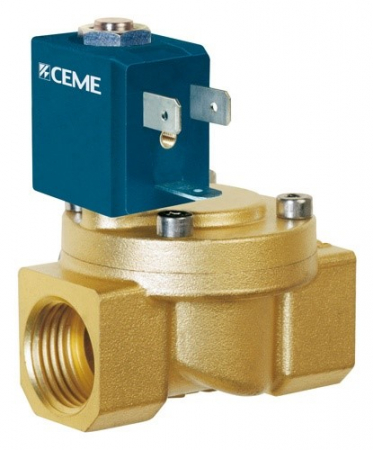 Ventile electromagnetice de apa - Electroventil normal închis, 0,25...10bar, 1/2, 230Vca, NBR, cu bobina B4 și conector, diafragma din NBR, pentru apa, aer, max 90grdC
