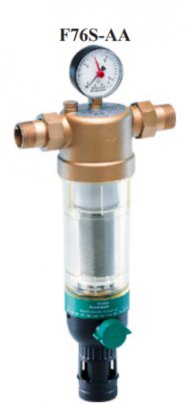 Filtre de apa - Filtru autocuraţitor Resideo - Braukmann (ex Honeywell), spalare in contracurent sita inox 100microni DN25 racorduri cu semi-olandezi FE 1” livrat cu cheie pentru demontare si manometru paharul sitei