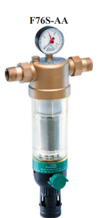 Filtre de apa - Filtru autocuraţitor Resideo - Braukmann (ex Honeywell), spalare in contracurent sita inox 100microni DN50 racorduri cu semi-olandezi FE 2” livrat cu cheie pentru demontare si manometru paharul sitei