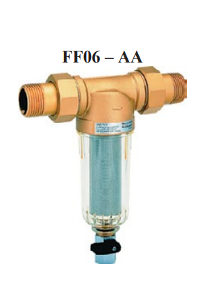 Filtre de apa - Filtru cu purjare Resideo - Braukmann (ex Honeywell), sita din inox 100microni racord cu semi-olandezi FE 1 1/4” DN25 paharul sitei din plastic transparent pentru temperaturi de pâna la 40grdC si 16b