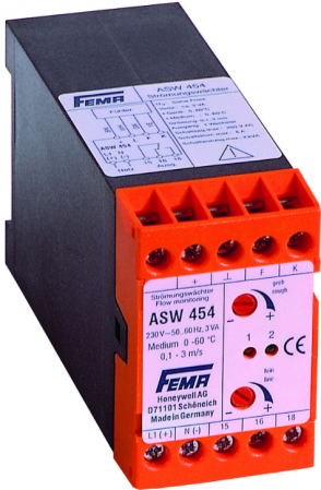 Automatizare centrala termica - Fluxostat electronic (fără senzor), IP32, punct comutare ajustabil min. 0,03m/sec, releu SPST8A/250Vca, necesită senzor SWF62/L, alimentat la 230Vca