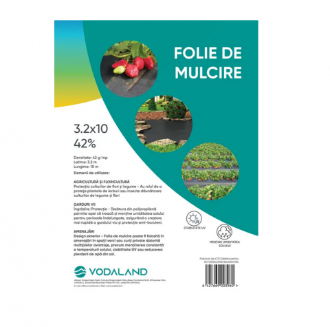 Folii pentru gradina - Folie mulcire din polipropilena (antiburuieni) neagra pachet 42Gmp 3.2x10x42 - Vodaland gama Terra