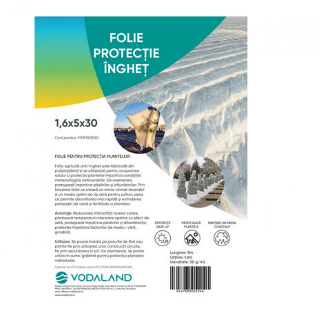Folii pentru gradina - Folie Protectie Inghet din polipropilena alba 1.6x5x30 pachet - Vodaland gama Terra