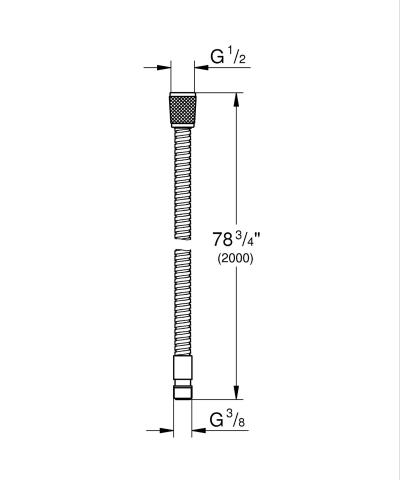 Furtun de dus Grohe metall 2000 mm, anti-rasucire, metalic, montaj sub faianta, filet 1/2", crom [2]