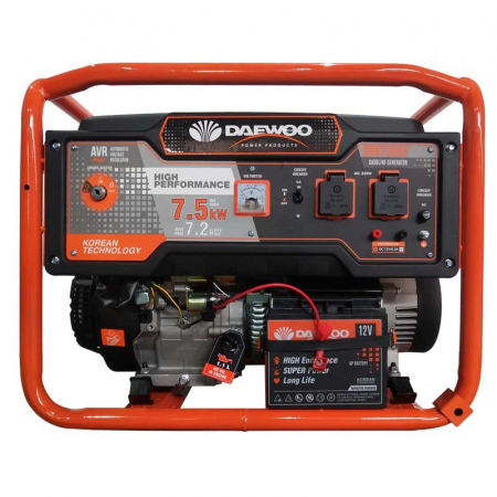Generatoare de curent electric - Generator Daewoo GDK7500E, 7.2 kW, max 7.5 kW, Electric Start, cu roti si manere
