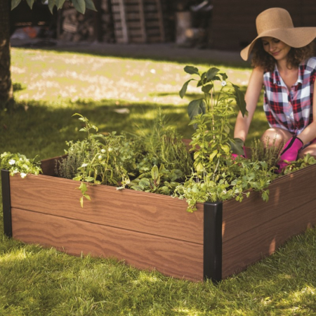 Ghivece pentru flori - Jardiniera patrata maro, Keter Maple