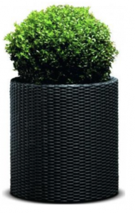 Casa si gradina - Ghiveci rotund, negru, imitatie de ratan, Keter L 39 L