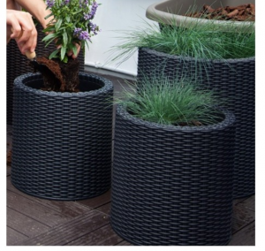 Ghiveci rotund, negru, imitatie de ratan, Keter L 39 L [1]