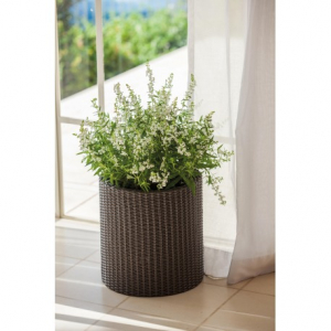 Ghiveci cilindric, maro, imitatie de ratan, Keter L 39 L [1]