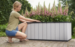 Ghiveci dreptunghiular, gri, imitatie de lemn, 88 litri, Keter Sequoia M [3]