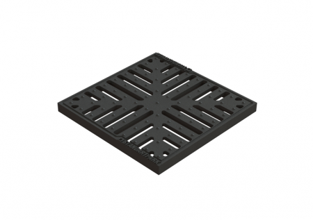 Tevi, fitinguri, robineti si accesorii - Gratar din fonta model BASE FULGA pentru camin patrat B125 300x300 - Vodaland gama Drain