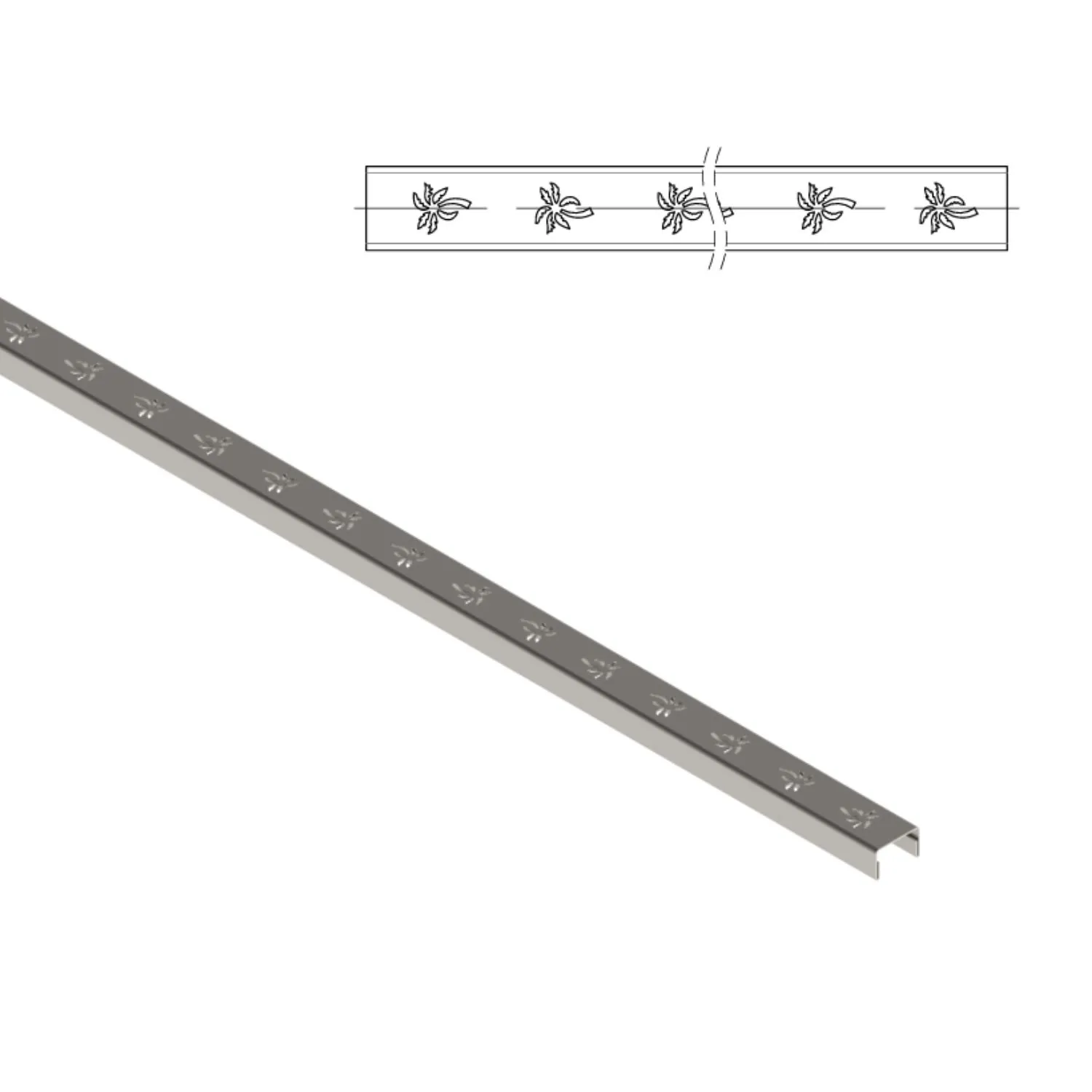 Gratar INOX BASE model palm tree Hext.17.4 pentru gratar otel zincat tip fanta 1000x28.5x17.4 Vodaland gama Drain
