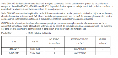 Distribuitor-colector ultra-compact, termoizolat pentru 2 grupuri de circulatie GDA311, GFA311, seria GMA300 [1]