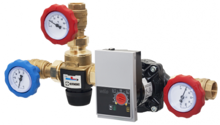 Echipamente de incalzire si producere ACM - Grup de pompare termostatic pentru cazane pe combustibil solid cu pompa Wilo cu turatie variabila, racord 1 tol temperatura de retur cazan reglabila 50-70grdC, clasificare energetica A, fara cochilie