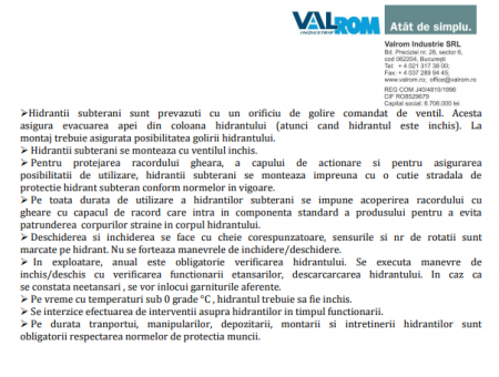 HIDRANT SUBTERAN PN10/PN16 DN100 Hinghet=1000 - VALROM GAMA WaterKIT [4]