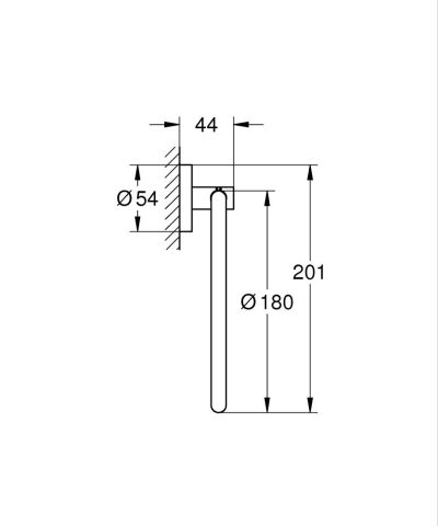 Inel prosop Grohe Essentials, pe perete, 180 mm, metal, negru [2]