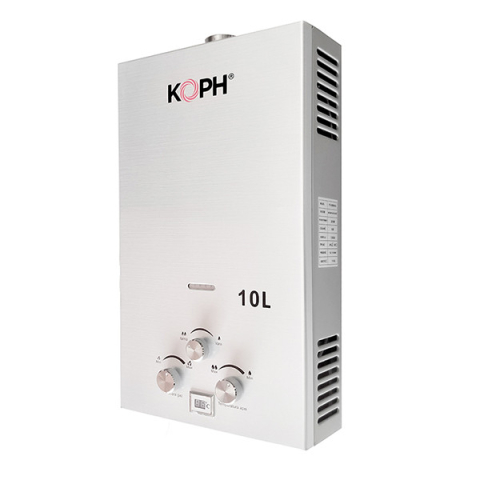 Instant apa calda pe gaz/GPL - Instant GPL KOPH TF10 cu tiraj fortat pentru apa calda menajera, 20 kW, debit 10 l/min, kit de evacuare inclus