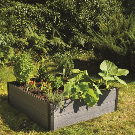 Ghivece pentru flori - Jardiniera patrata gri, Keter Maple